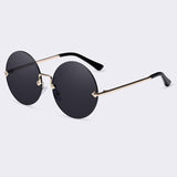 AOFLY Round Rimless Women Vintage Sun Glasses Women Brand Design Mirrored Lens UV400