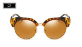 ROYAL GIRL Half-Frame Imitation Wood Cat Eye Polarized Sunglasses