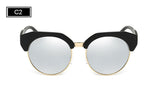 ROYAL GIRL Half-Frame Imitation Wood Cat Eye Polarized Sunglasses
