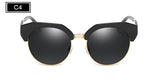 ROYAL GIRL Half-Frame Imitation Wood Cat Eye Polarized Sunglasses