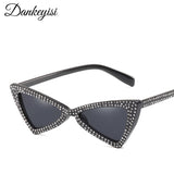DANKEYISI Rinestone Cat Eye Sunglasses for Women Vintage Mirror UV400