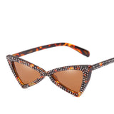 DANKEYISI Rinestone Cat Eye Sunglasses for Women Vintage Mirror UV400