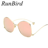 Rose Pink Mirror Round New Brand Designer Women Sunglasses