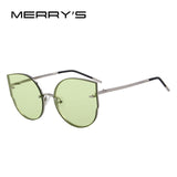 MERRY'S New Arrival Women Classic Brand Designer Cat Eye Sunglasses Rimless Metal Frame