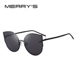 MERRY'S New Arrival Women Classic Brand Designer Cat Eye Sunglasses Rimless Metal Frame