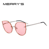 MERRY'S New Arrival Women Classic Brand Designer Cat Eye Sunglasses Rimless Metal Frame