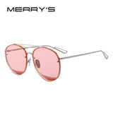 MERRY'S New Arrival Women Classic Brand Designer Rimless Sunglasses Twin Beam Metal Frame