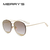 MERRY'S New Arrival Women Classic Brand Designer Rimless Sunglasses Twin Beam Metal Frame
