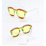 Harajuku Sunglasses Colorful Cat eye Sunglasses Women Vintage Style Flag Transparent Frame Red Pink Yellow Frame Glasses