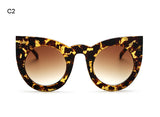 ROYAL GIRL Chunky Cat Eye Sunglasses Women Brand Designer Black White Big Frame Mirror