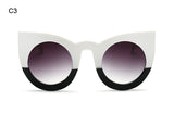 ROYAL GIRL Chunky Cat Eye Sunglasses Women Brand Designer Black White Big Frame Mirror