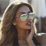 ROYAL GIRL Pilot Oval Sunglasses Women Men Brand Designer Metal Frame